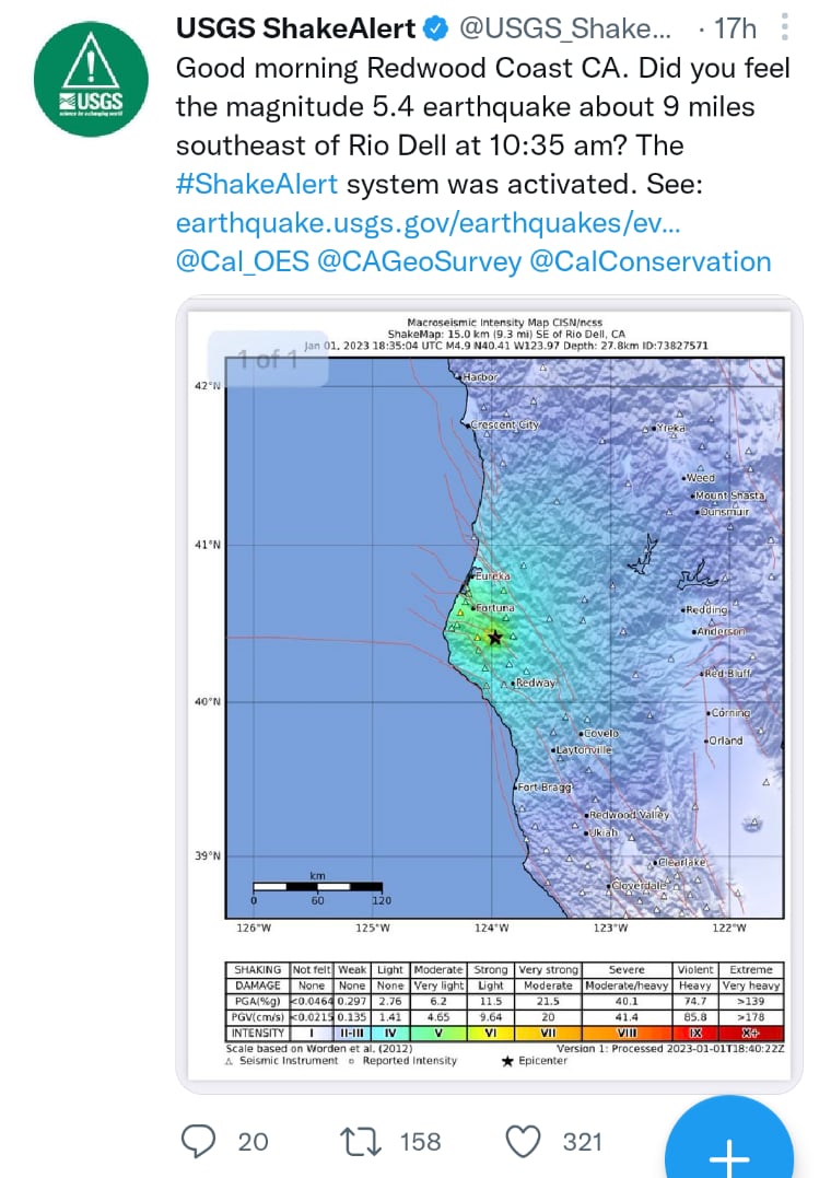 Sismo California magnitud 5.4