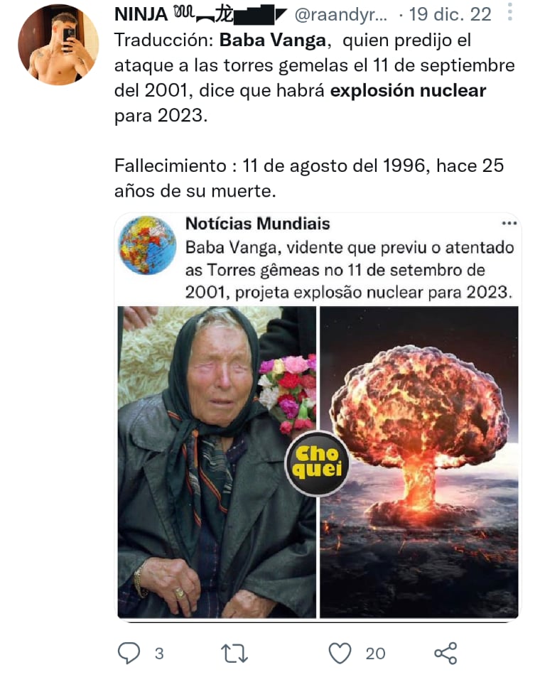 Baba Vanga advierte explosión