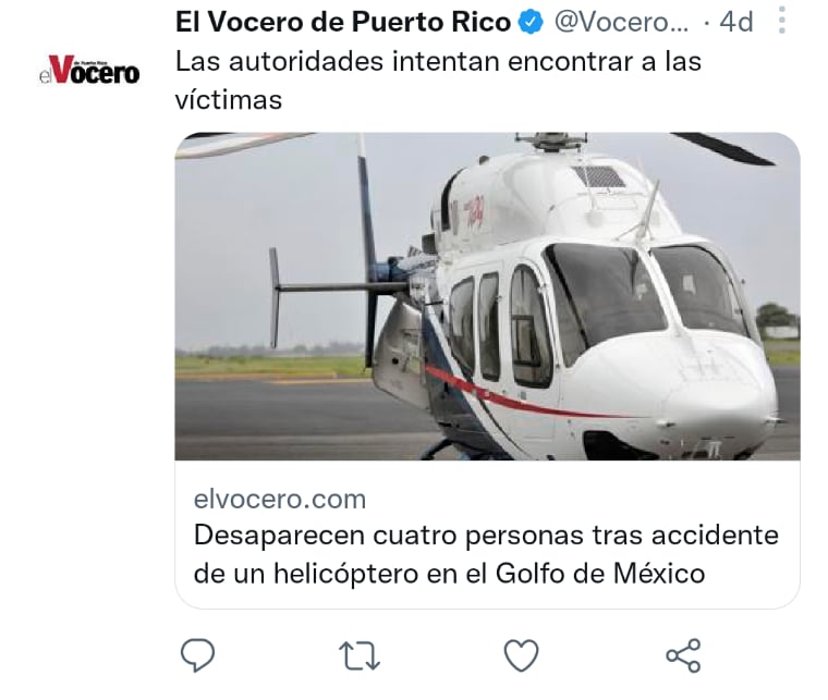 Accidente helicóptero Golfo México