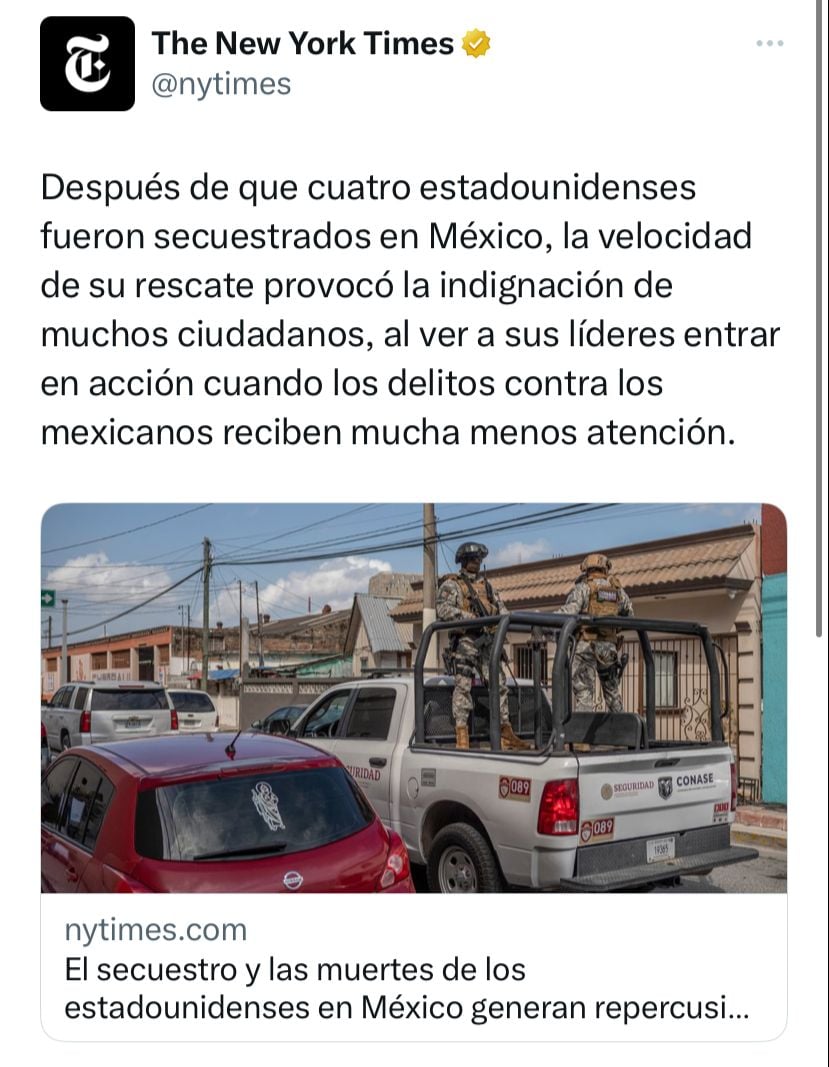 ¿Qué decía el documento sobre los estadounidenses secuestrados en México?