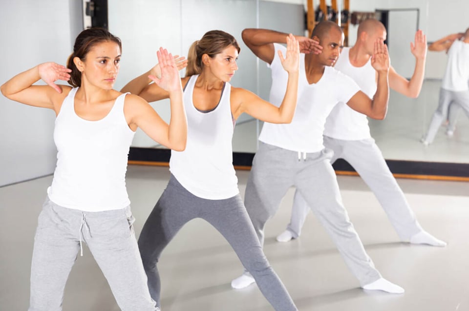 defensa personal, clase, gimnasio, hombres, mujeres