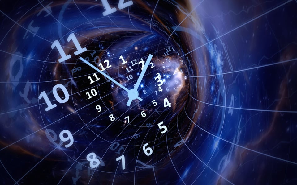 Numbers of clock on a time travel tunnel