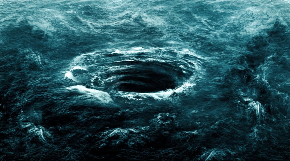 Remolino de agua en medio del mar