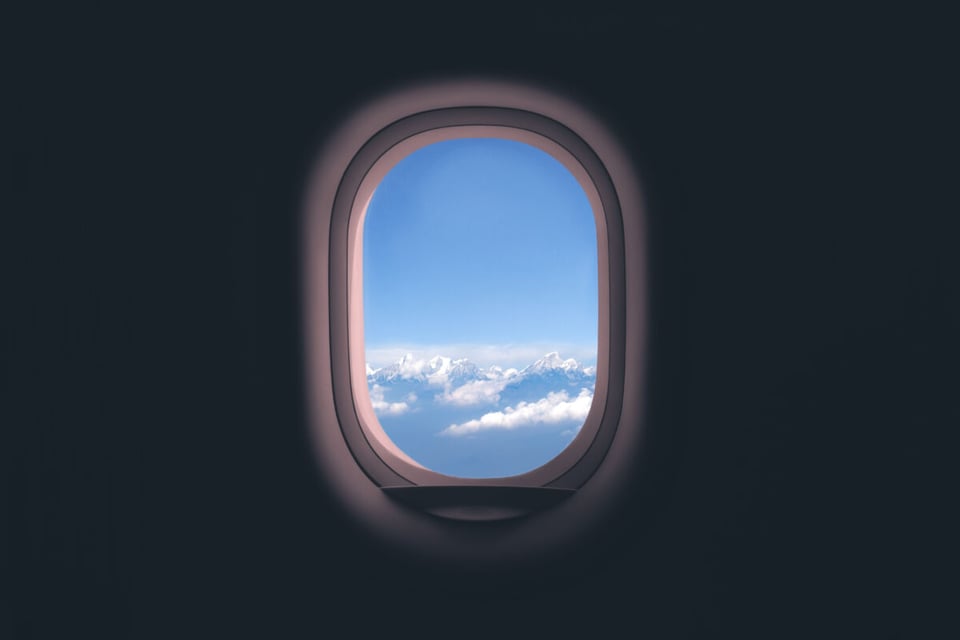View of an inside window of a plane