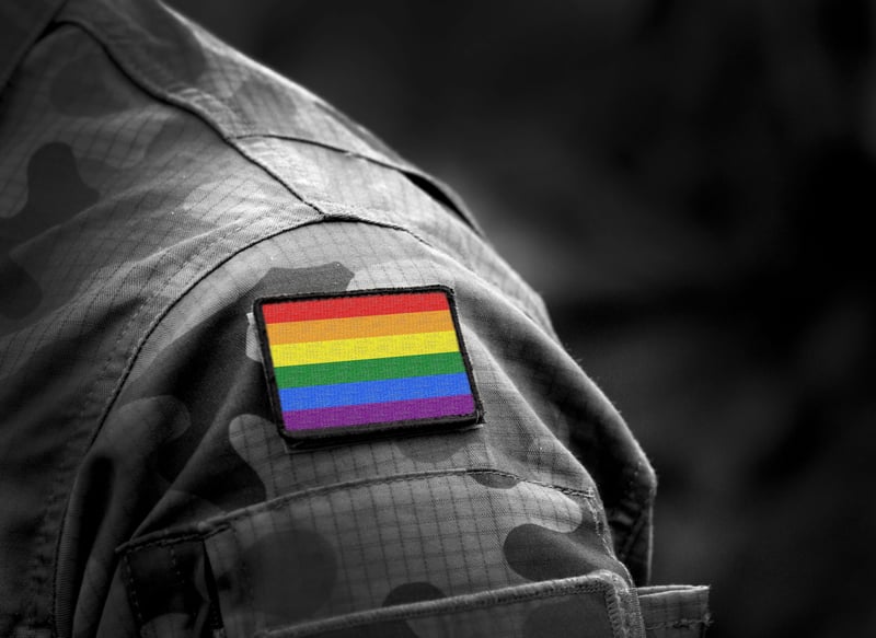 Gay pin on soldier uniform