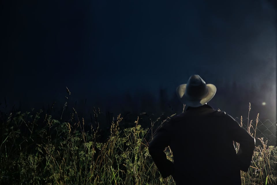 Farmer, Filed, Corn, Night, Sky