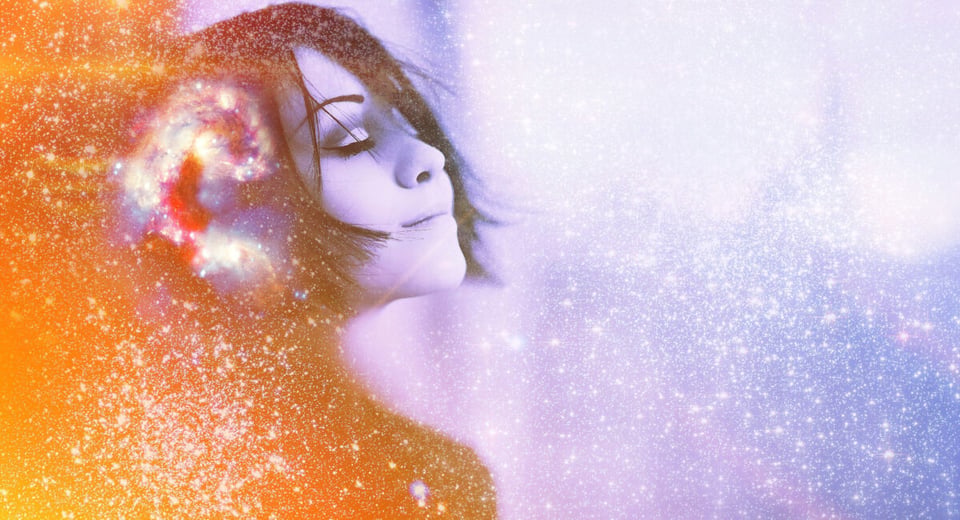 Woman, Head with galaxy