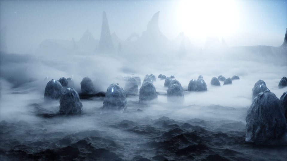 Extraterrestrial eggs on a base