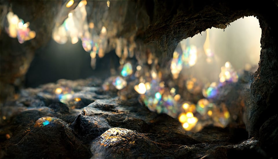 Cueva con rocas prismáticas