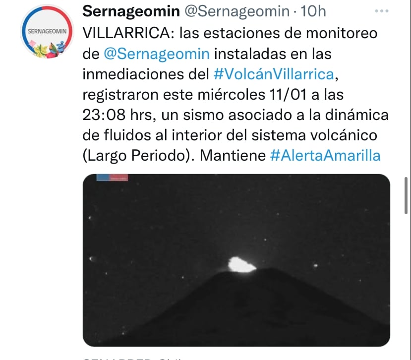 Reportaron sismo en volcán