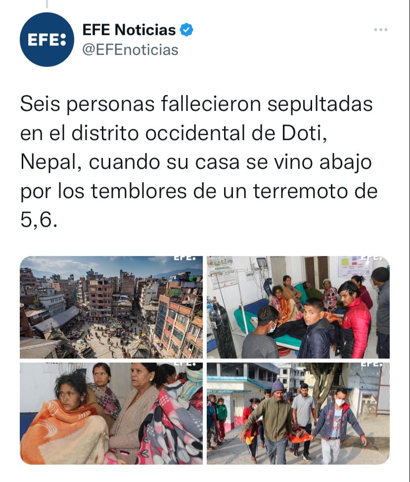 Mandatario lanza orden tras el sismo de 6.6 en Nepal