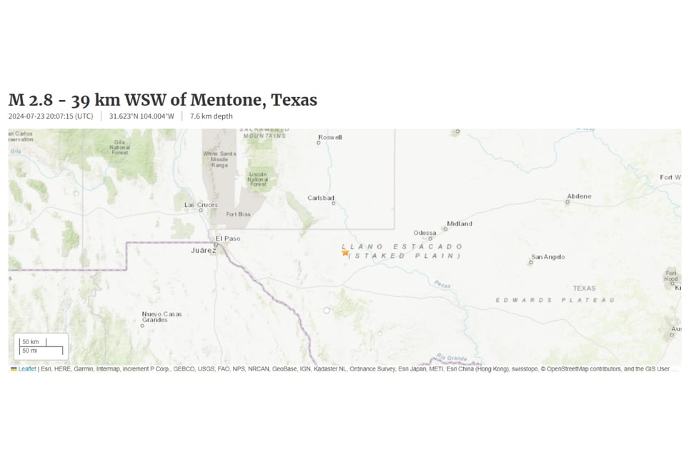 Mentone, Whites City, magnitud, epicentro, MundoNOW