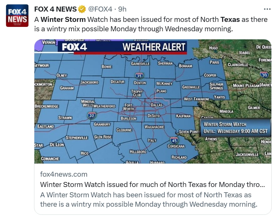 Tormenta invernal Texas