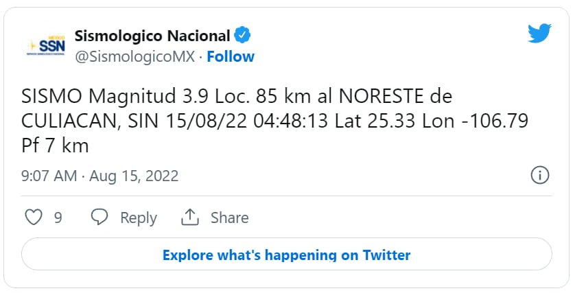 Sismo Culiacán Sinaloa