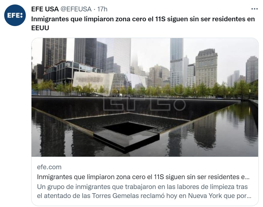 Inmigrantes limpieza Torres Gemelas