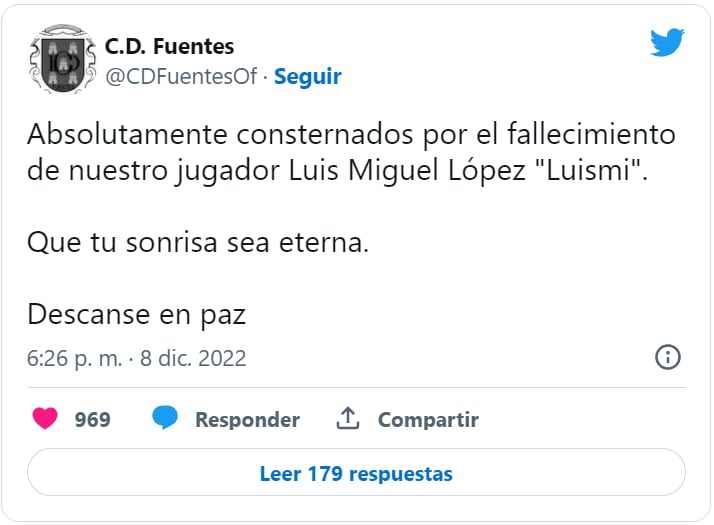 Muere futbolista Luismi