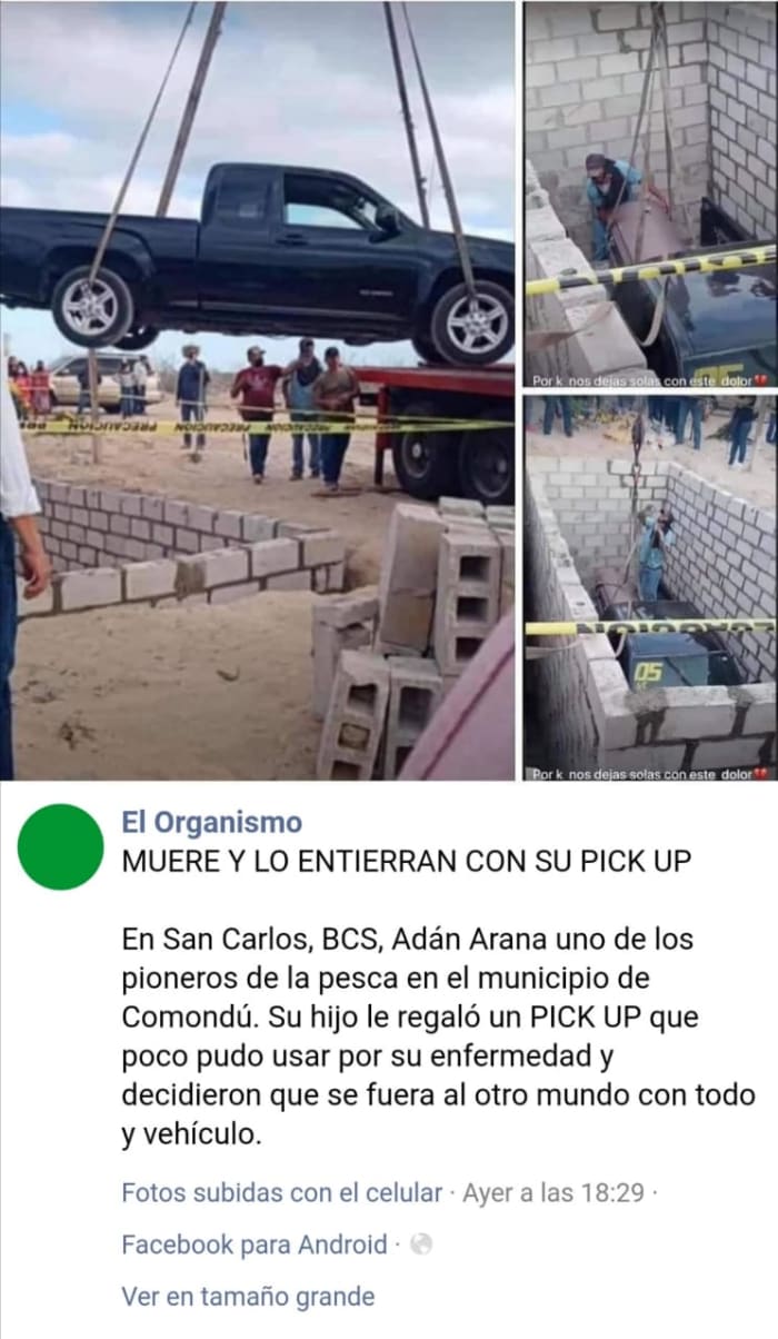 They bury man pickup truck