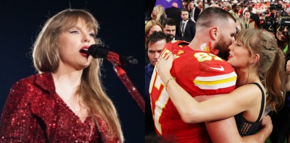 Photos of Taylor Swift in a bikini with boyfriend Travis Kelce
