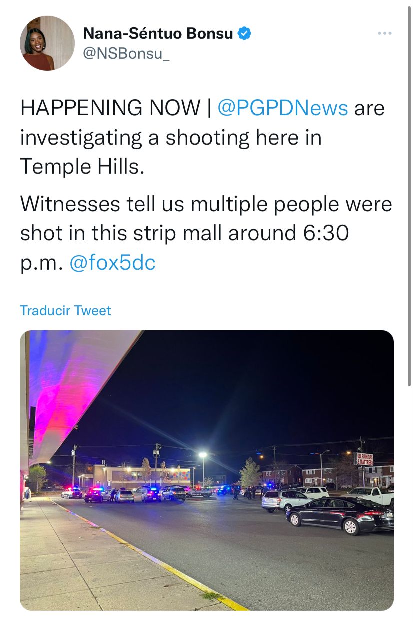 Dan los detalles del tiroteo en el estacionamiento de mall en Maryland