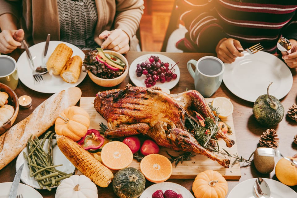 turkey, sauce, grilled autumn vegetables, food, holiday