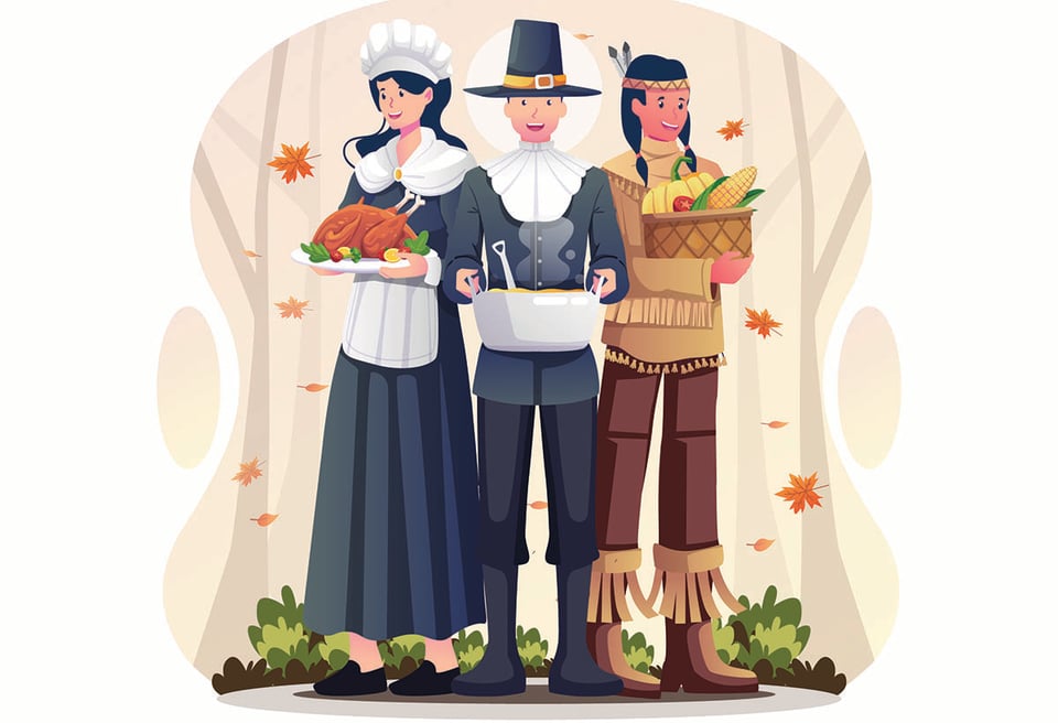 acción de gracias, peregrinos, nativos americanos, historia, vacaciones