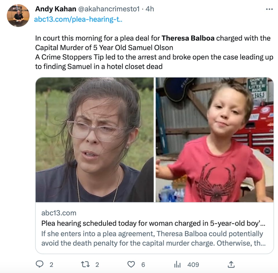 Theresa Balboa accused the child's mother of taking it from her