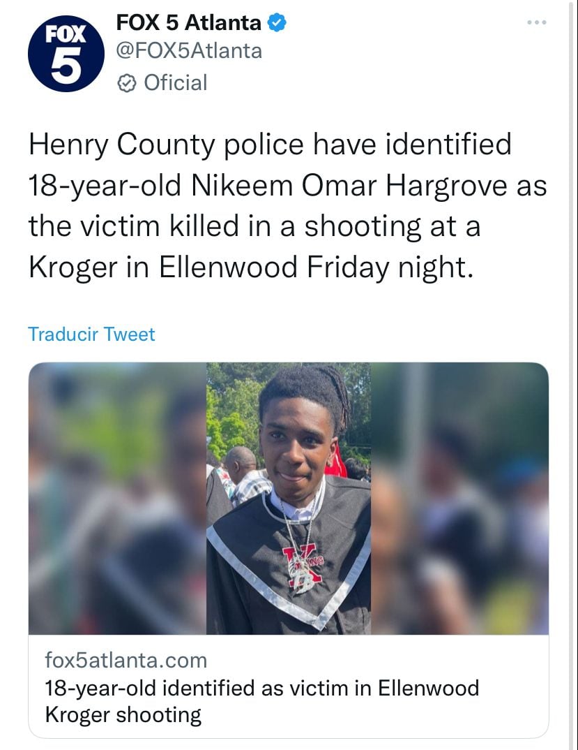 Identifican a la víctima del fatal tiroteo en Kroger de Atlanta