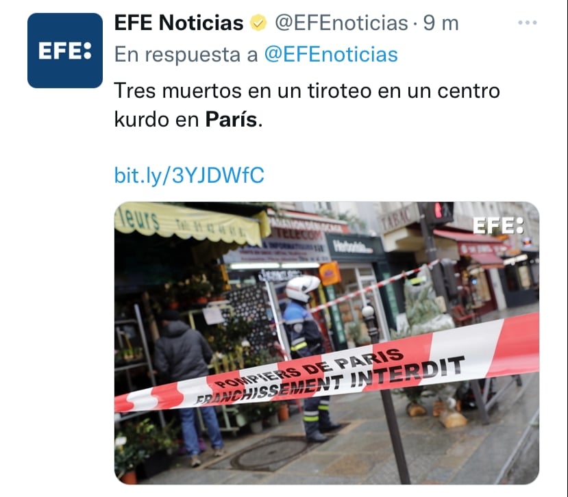 Tiroteo en pleno zona llena de personas