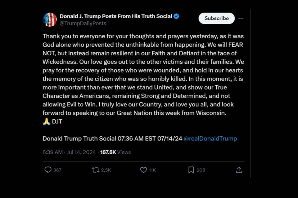Donald Trump, Truth Social, attack, shooting, Pennsylvania, MundoNOW