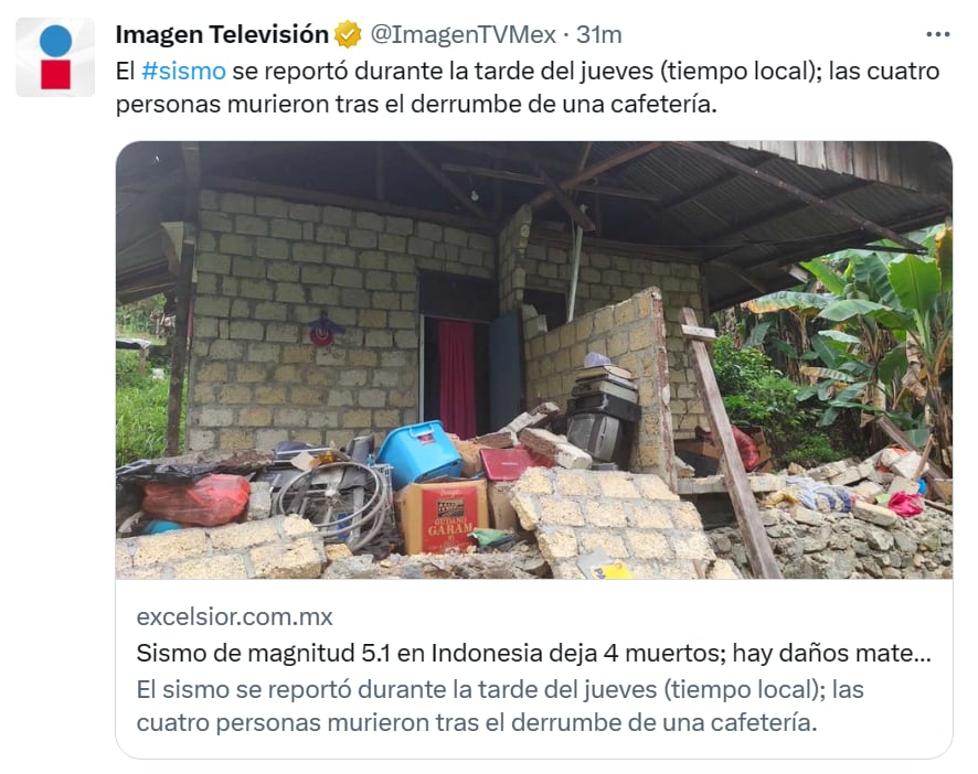 Sismo Indonesia muertos