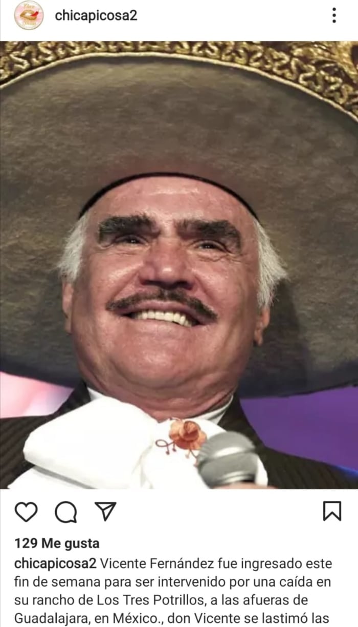 Vicente Fernández has an accident