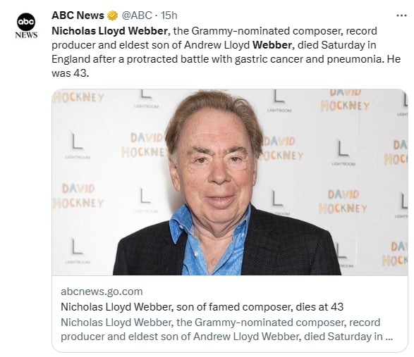 Muere Nicholas Lloyd Webber