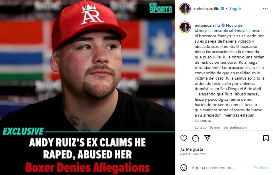 Boxeador Andy Ruiz violación