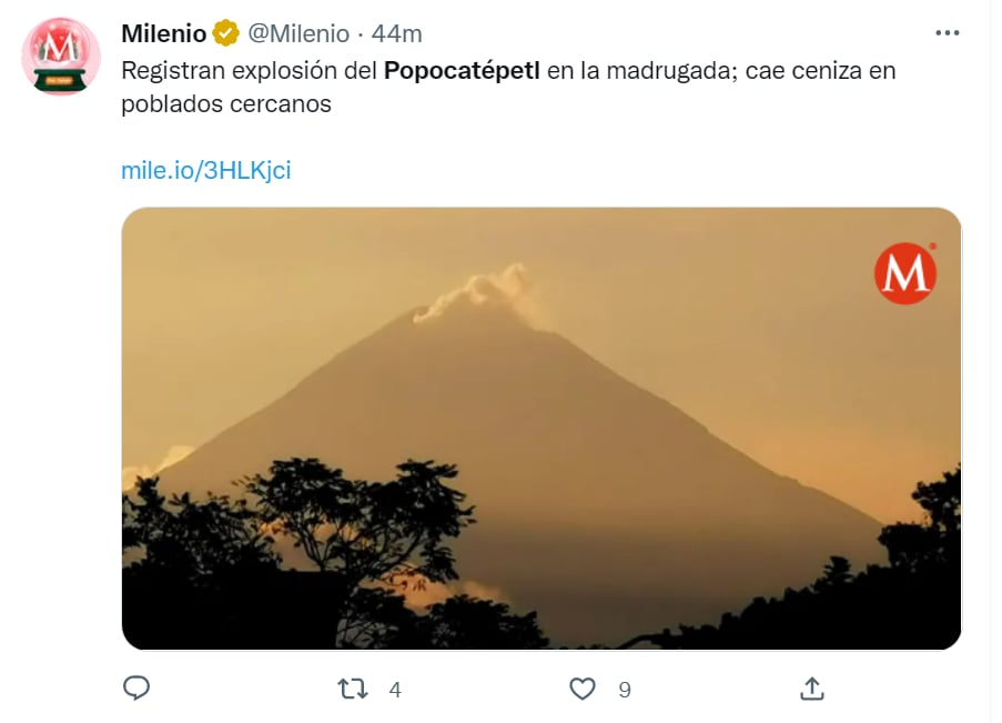 Explosión volcán Popocatépetl México