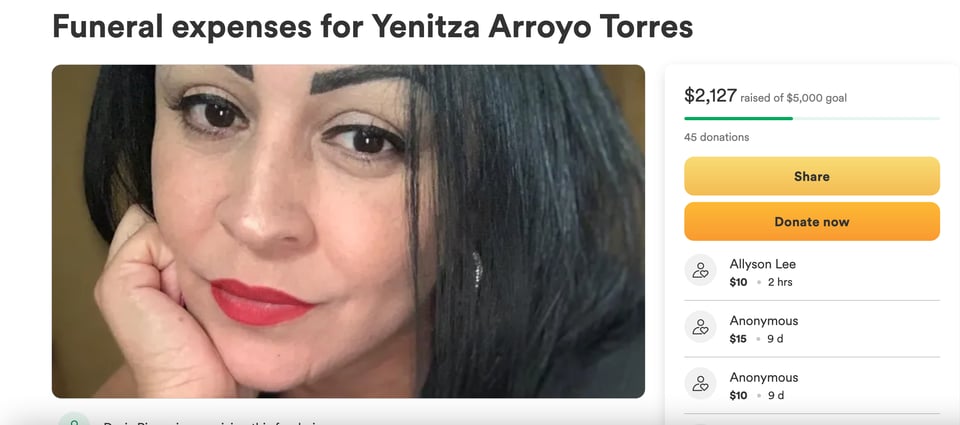 Crónica: Colectan para gastos fúnebres de latina asesinada por marido