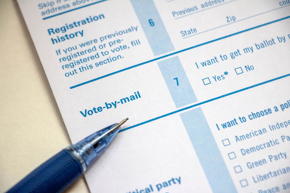Filling out, returning, ballot, election, USA