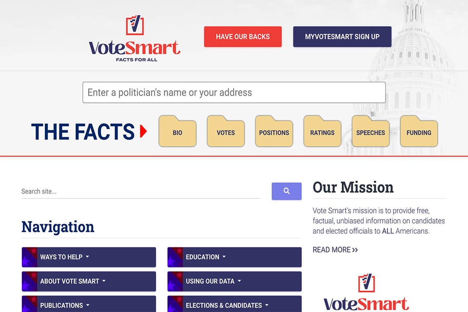 VoteSmart.org, Liga de Mujeres Votantes, Vote411.org, hechos, candidatos, iniciativas electorales
