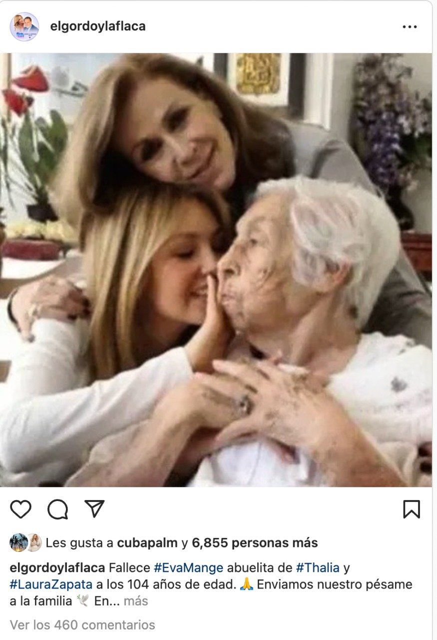 Muere Eva Mange abuela de Thalía