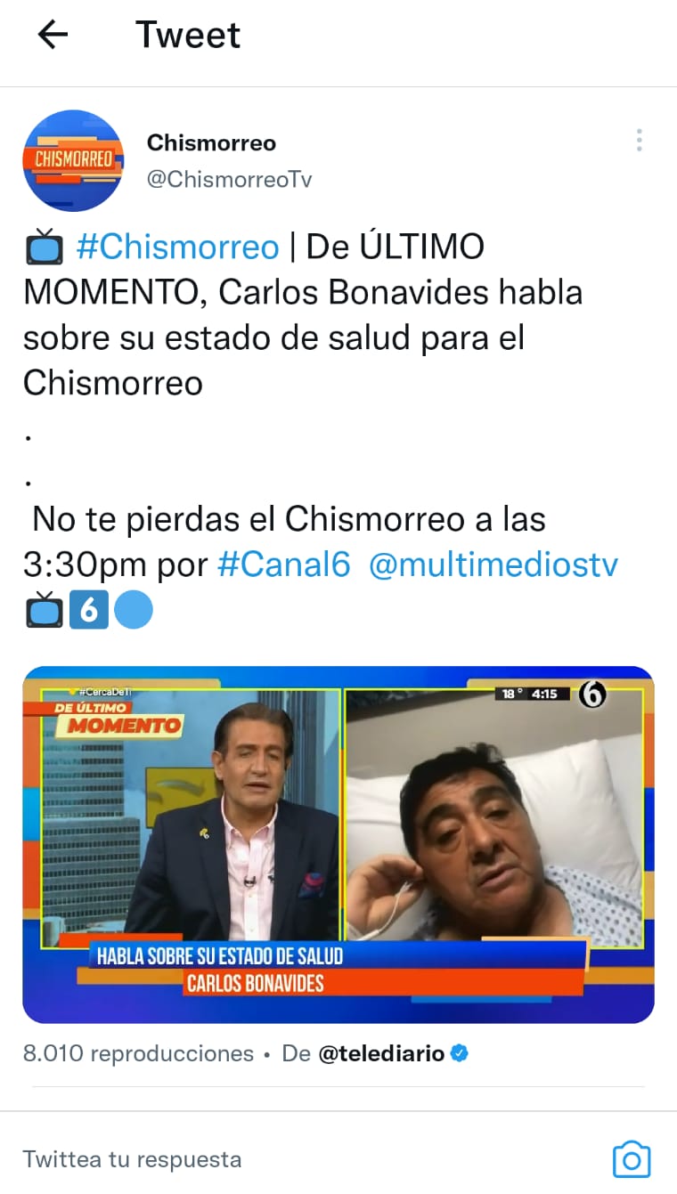 Carlos Bonavides estado salud