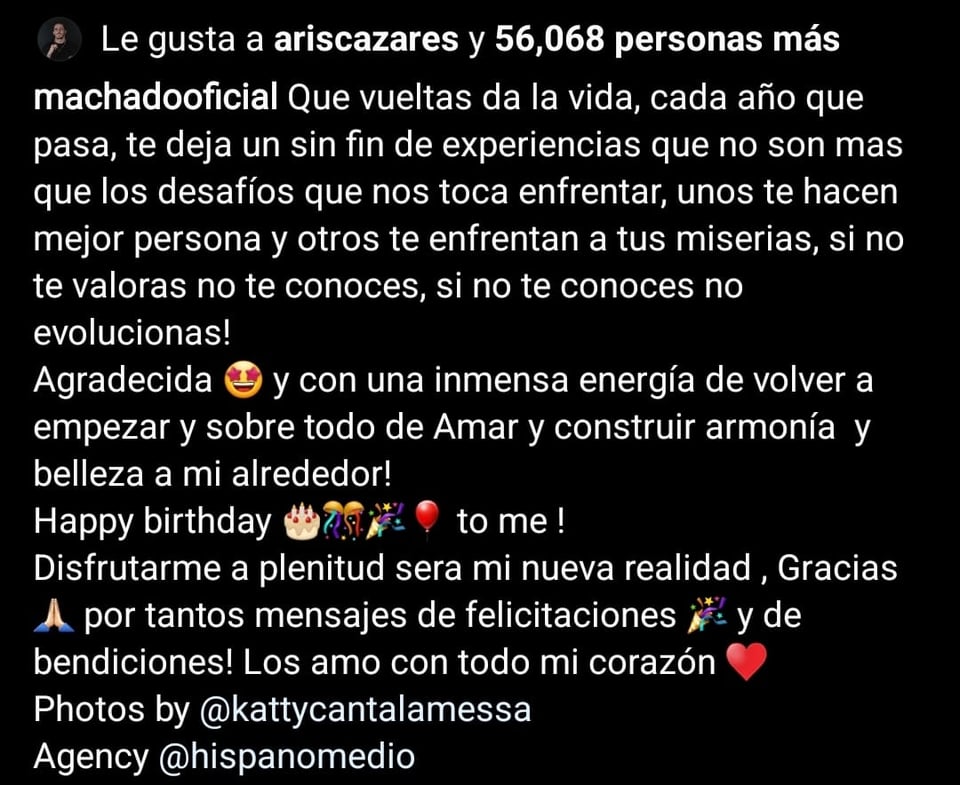 Agradece a la vida y las experiencias por su trayectoria