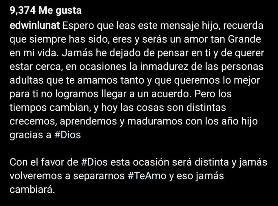 Edwin lanza indirecta a su ex-pareja