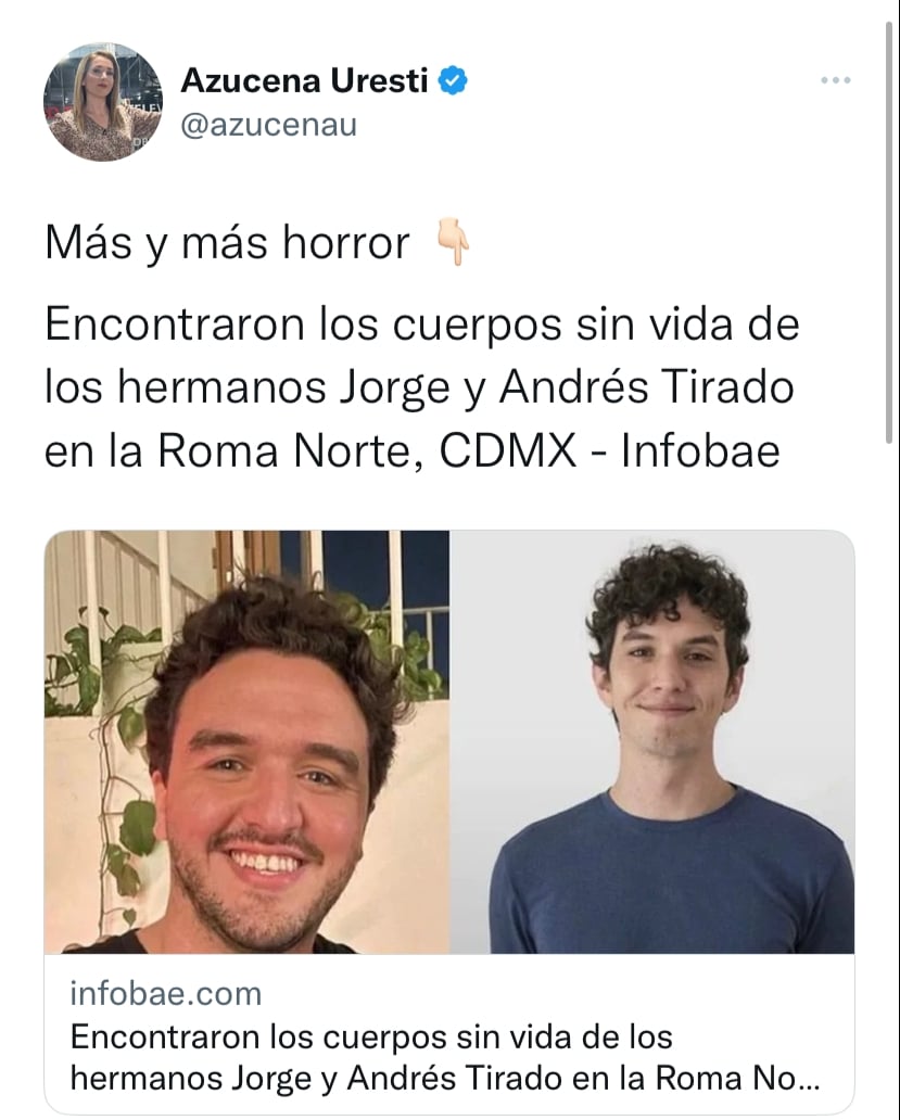 Confirman detención de testigos tras muerte de los hermanos actores Andrés y Jorge Tirado