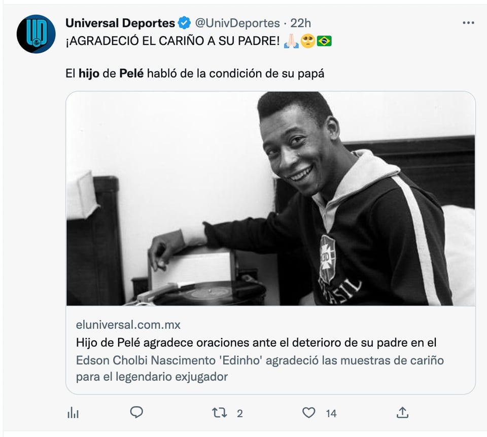 His son Edinho goes out to thank Pele's fans