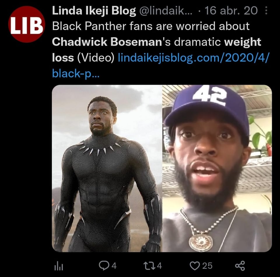Chadwick Boseman perdió mucho peso antes de morir