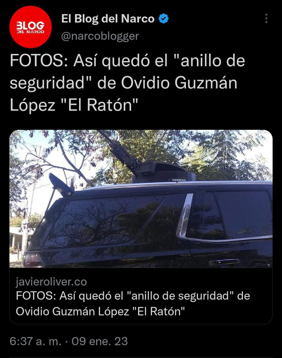 Circulan por la red imágenes de como terminó el anillo de seguridad de Ovidio Guzmán 