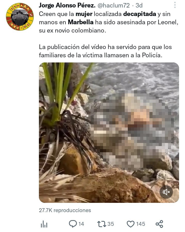 Mujer colombiana decapitada España