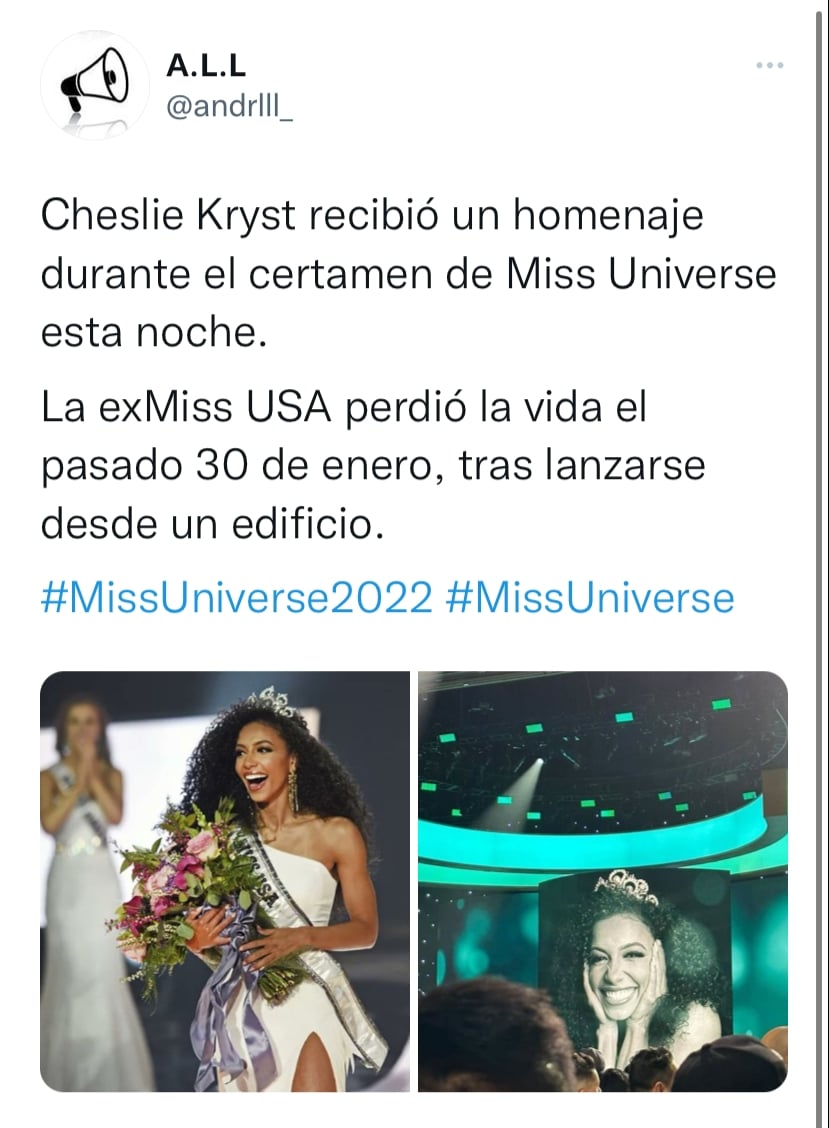 EN VIVO: Miss Universo vive luto por la muerte de exreina de belleza