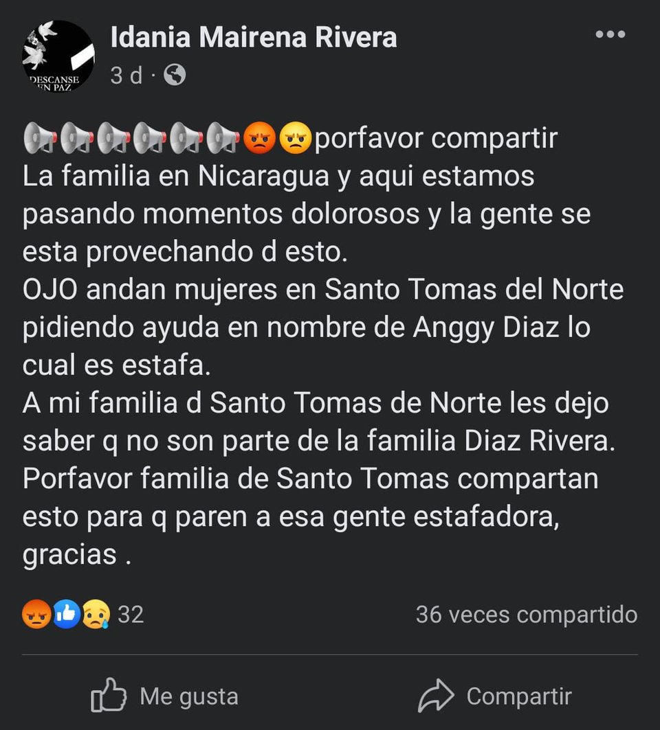 Personas han comenzado a aprovecharse de la tragedia de la familia de Anggy Díaz