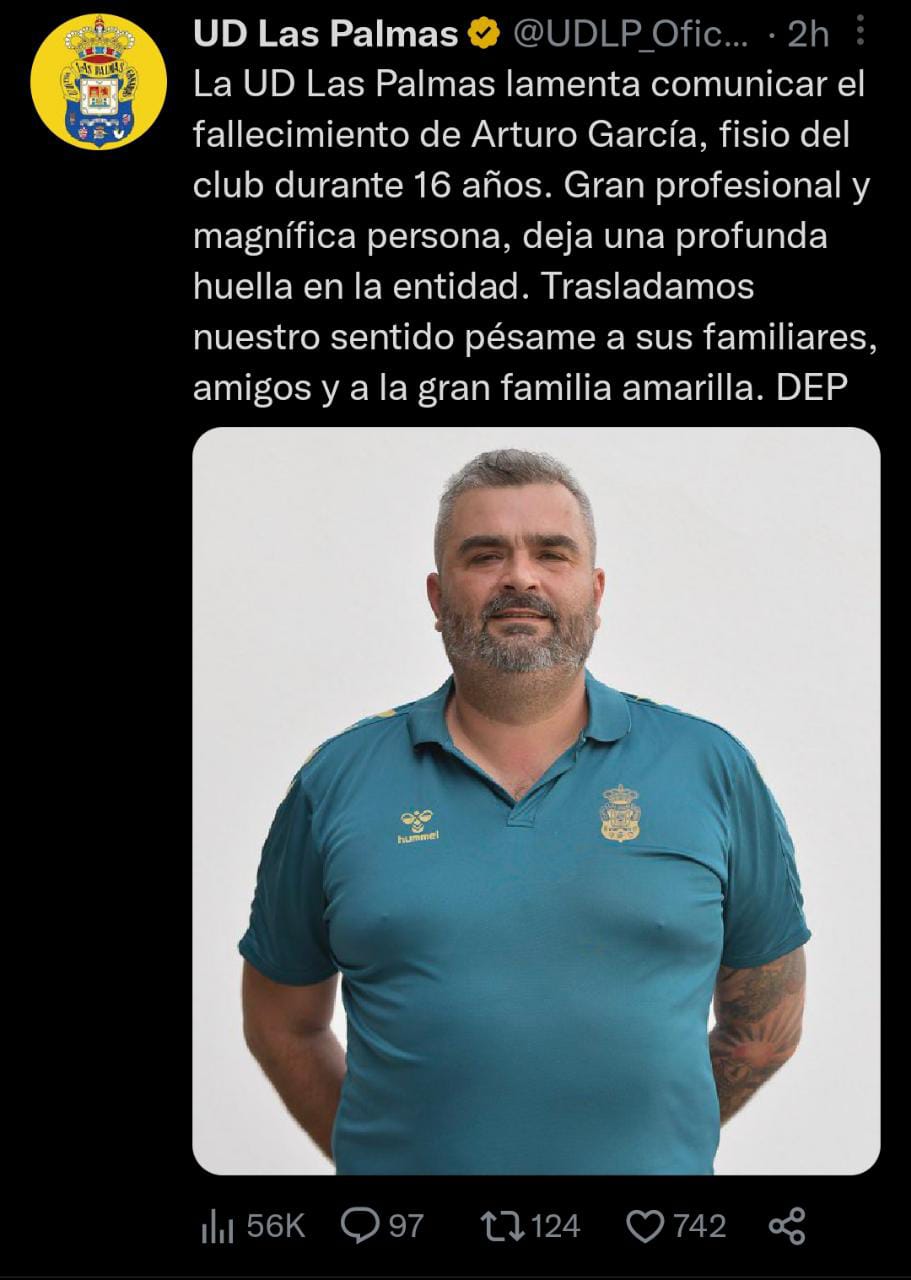 El equipo de futbol para el que trabajó durante 16 años se despidió de García en redes