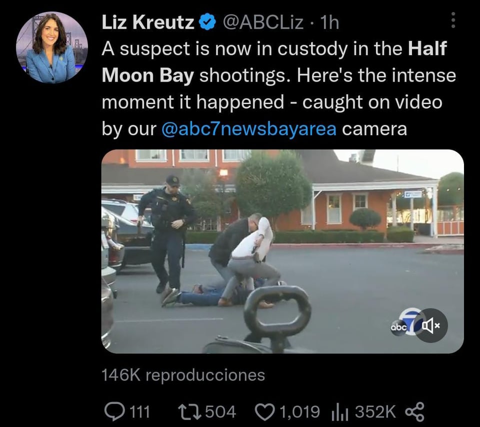 Aumenta a 7 la cifra de muertos de tiroteo en Half Moon Bay
